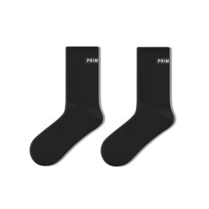PRIMEET | Womens Cotton Socks for Sport with Letters and Black White Pattern Medium