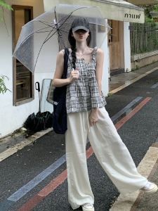 XIAOQIAOJIA | เสื้อกั๊กแขนกุดคอเหลี่ยมสไตล์ฝรั่งเศสสำหรับผู้หญิงในช่วงฤดูร้อนปี 2025 เสื้อคลุมแบบไม่สมมาตรที่ไม่ซ้ำใครและทันสมัย ​​เสื้อคลุมแบบลำลองสำหรับผู้หญิงวัย 18-24 ปี