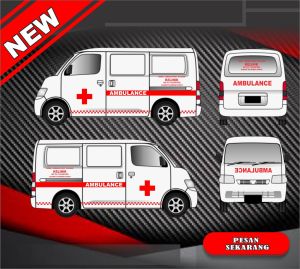 Stiker Cutting Mobil Ambulance Memetulkan cahaya