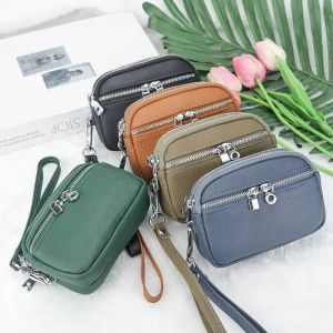 Smart King Mini Coin Purses for Women Genuine Leather Change Pouch Zipper Wallet Large Capacity Wristlet Storage Bag 2748