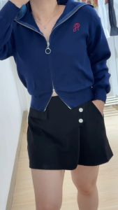 6116 Arsel Zipper Long Sleeves Knit Jacket Cardigan Atasan Wanita Rajut