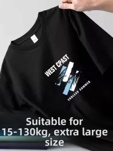 Loose Casual Summer Mens T-shirt plus Size Half Sleeve round Neck Short Sleeve Sweatshirt plus Size Fat People Comfortable Top