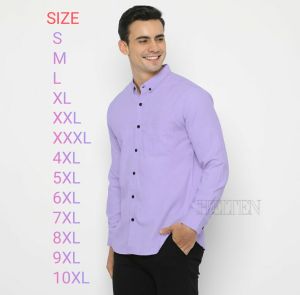Kemeja pria warna ungu muda lilac super jumbo big size S L M XL XXL XXXL 4XL 5XK 6XL 7XL 8XL 9XL 10XL polosan kasual kekinian