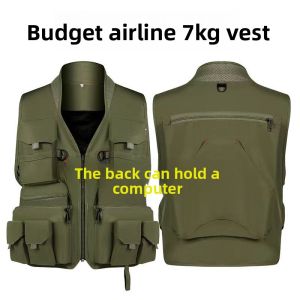 Outdoor Tactical Running Vest Multi-Pocket Workwear Utility Jacket Mens Womens Fishing Low-Cost Airlines Gear V-Neck Zipper