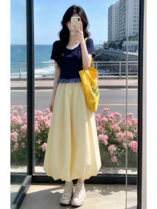 LIRUSHAN | Short Sleeve Top and Tulip Hem Long Skirt Set For Petite Women Summer 2026 New Style