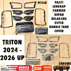 Paket Lengkap Triton 2024 2025 2026 Garnish Depan Belakang Outer Handle Tank Cover Hitam Chrome