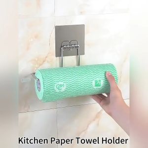 Wall Mounted Towel Holder Punch-free Hanging Bathroom Roll Paper Storage Towel Rack Household Kitchen