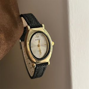 Barsh Retro Oval Diamond Face Womens Watch Elegant Design High-End Feeling Student Lady Wristwatch Metal Band Quartz Movement