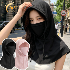 Hooded Full Head UV Protection Face Cover / Soft Ice Silk Quick Dry Neck Guard Mask / All-Round Sunblock Breathable Face Gaiter / Versatile Outdoor Sun Gear for Men and Women Daily Travel and Riding