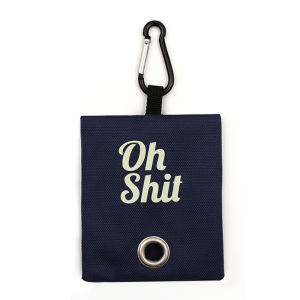 Portable Pet Waste Bag Holder Funny Quote Waterproof Canvas Poop Bag Dispenser with Clip for Dog Walking Hiking Travel