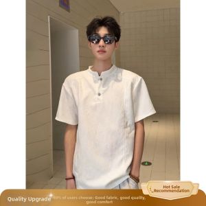ZHUOCAN | Cool Feeling Tree Texture Short Sleeve T-Shirt