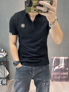 เสื้อโปโลคอปกแขนสั้นถัก เสื้อผ้าผู้ชาย ทรงสลิมฟิต แขนสั้น คอปก แขนยาวครึ่งตัว ยืดหยุ่น เสื้อผ้าผู้ชาย ฤดูใบไม้ร่วง/ฤดูหนาว