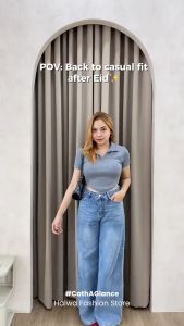 Halwa - Kaos Crop Top V Neck Oval Kekinian (S M L XL)
