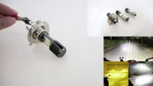 KEVANLY | 1pc Motorcycle H4 HS1 BA20D P15D Headlight Bulbs 3030 24MSD LED Light Dual Color White Yellow For ATV Moped Bike Plug And Play