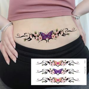 Hình Dán Xăm Hoa Bướm Thiết Kế Màu Đen Chống Thấm Nước Nữ Eo Đùi Hình Xăm Giả Tạm Thời Nghệ Thuật Thân Thể Chân Bụng 21x10cm