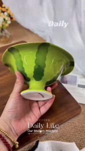 Watermelon Ceramic High-foot Bowl Cartoon Dessert Bowl Cake Ice Cream Bowl Yogurt Cup Pudding Bowl Dessert Cup Fruit Bowl