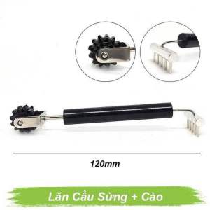 Vinamassage THANH LĂN CẦU SỪNG + CÀO DIỆN CHẨN Chất Liệu Nhựa Cao Cấp Đầu Lăn Sừng Cào Inox Giúp Lưu Thông Máu Giảm Đau Nửa Đầu Và Đau Lưng