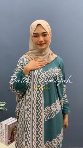 Kaftan  Wanita Jumbo XXXL Motif Ara Batik Cap Encim Warna Soft Rayon Tebal Lengan Panjang Busui / Baju Muslim Gamis Kaftan