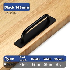 Adhesive Cabinet Handle Aluminium Alloy Drawer Push Pull Handles Adhesive Door Handles No Drilling Stick On Handle