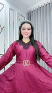Gamis Wanita Arabiya Miranda Polos Rayon Twill Mix Brokat Pre-miyum
