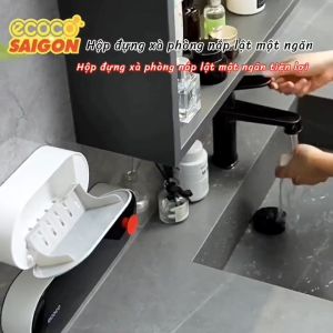 Hộp đựng xà phòng nắp lật không khoan tường một ngăn tiện lợi kệ để đồ Khay đựng E2119 ECÔC