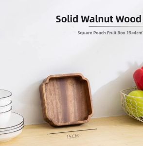 South American Walnut Wood Plate Whole Piece Wooden Tray Japanese Style Dry Foam Tray Home Use Dish Serving Tray Snack Dessert Plate