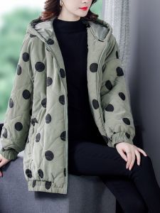 plus Size Womens down Cotton Jacket Loose Long Thickened Spring Clothes Artistic Commute Style Coat for plus Size Women