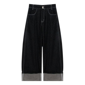 NAPSNAPS | Quần Dài Ống Rộng Form Ôm Dáng Dots Flip Sweet Cool