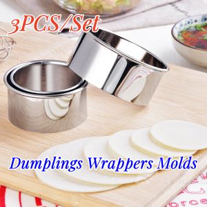 3PCS/Set Round Dumplings Wrappers Molds Set Stainless Steel Cutter Dough Cutting Tool Dough Cutting Tool 6/7/8cm