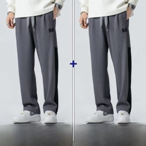 ROMON | Romon Mens Corduroy Straight Leg Sports Casual Long Pants Autumn Winter Loose Fit Wide Leg Trousers Youthful Vitality Style