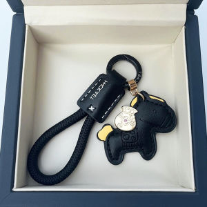 Handmade Bull Leather Car Keychain Pendant Horse Year Creative Gift Mens Womens Keychain Rope Vehicle Accessory Personal Item