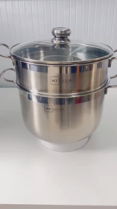 Bộ Nồi Xửng Hấp HT Cook Inox 430 1 Đáy Nắp Kính Sử Dụng Được Trên Mọi Loại Bếp
