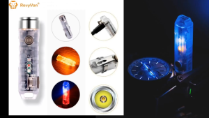 ไฟฉายพวงกุญแจขนาดเล็ก น้ำหนักเบาผลิตจากโพลีคาร์บอเนต RovyVon Aurora A8x CREE XP-G3 Amber/Red/Blue EDC Keychain Flashlight