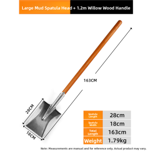 MONLEYTA | Large Manganese Steel Shovel Gardening Tool For Outdoor Soil Loosening Vegetable Planting Tree Digging Farming Use Iron Shovel
