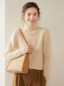 Thickened 100 Pure Cashmere Sweater Women High Collar Loose Fit Overhead Autumn Winter New Style Yarn Production Long Sleeve