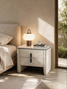 Round Corner Scratch Proof Luxury Stone Bedside Table