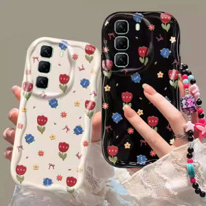 เคสโทรศัพท์ Infinix Hot 60i 50i Hot 60 Pro+ Hot 50 Pro + Plus 4G 5G+ พร้อมสร้อยข้อมือลูกปัดทาสีผีเสื้ออินเทรนด์เคสป้องกันเลนส์ซิลิโคนนิ่มฝาหลัง