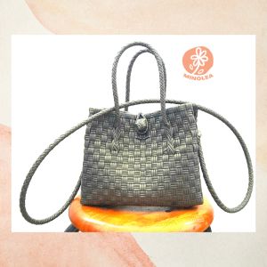 TAS ANYAMAN PLASTIK JALI PREMIUM PETY MINI SELEMPANG HIJAU ARMY