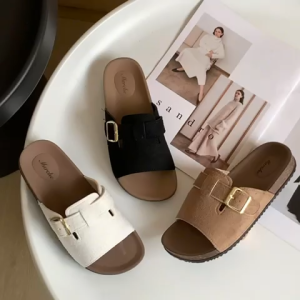 Mostwear Soft Step Suede Strap Slides – Minimalist & Adjustable Comfort Flip Flops For Women