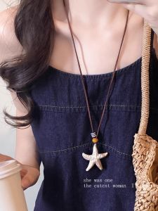 สร้อยคอจี้เรือสีน้ำเงินแบบยาวสำหรับผู้หญิง สร้อยคอแบบโซ่กระดูกไหปลาร้าสไตล์ Bohemian โซ่กระดูกไหปลาร้าแบบยาว 2025 เครื่องประดับแฟชั่นสำหรับวันหยุดที่เกาะ