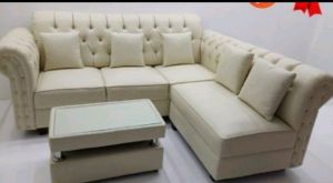 Sofa L Bahan oscar Semi kulit Khusus JABODETABEK