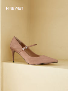 Elegant Nine West High Heels with Buckle Design Sharp Pointed Toe Womens Fashion Single Shoes Suitable for Autumn Season