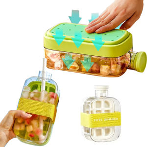 One-click Ice Mold Bottle Cooler Cup with Straw Ice Cube Tray with Lid for Freezer Creative Mould for Summer Kitchen Tools