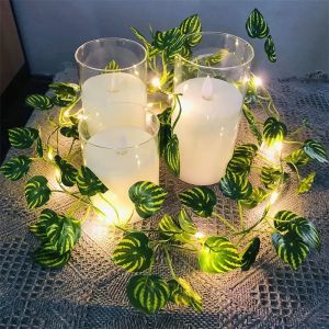 Simulation Flower Leaf LED Lighting Strings Battery Powered Holiday Lights Decor Wedding Party Indoor Garden Home Staircase Wall