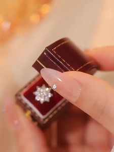 Khuyên tai nữ kim cương Moissanite 0.8 Carat Caterina Diamond Stone Flower Earrings DE026