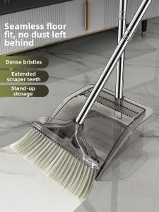 Soft Bristle No-Hair Sticking Broom Dustpan Set for Home