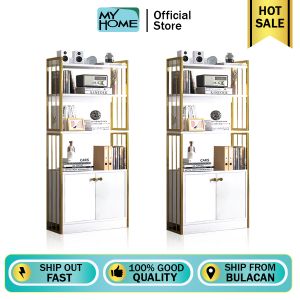 MYHOME Floor Standing Steel Bookshelves Bookshelves with Lockers Living Room Bedroom Display Rack