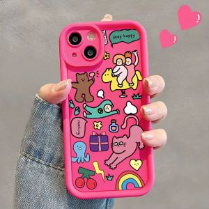 Compatible with iphone 14 Pro Max Phone Case Cute animal doodle 12 13 14 15 11 Pro Max Casing silicone xr xs Max 7 8
