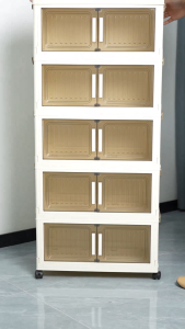 L50cm ตู้เก็บของใช้ 3/4/5 ชั้น ตู้เก็บของพับได้ ตู้เก็บของความจุสูงกันน้ำและกันฝุ่นมีล้อ กล่องเก็บของพลาสติกใส ตู้วางของว่างเด็ก ประหยัดพื้นที่