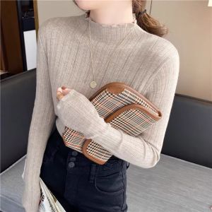 HUOLISI | Elegant Turtleneck Sleeve Slim Fit Base Shirt